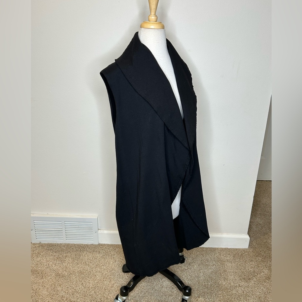 bryn Walker Cotton Open Black Cardigan Vest Size M - Picture 2 of 10